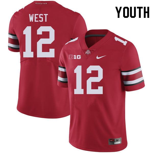 Youth #12 Bryce West Ohio State Buckeyes College Football Jerseys Stitched-Red